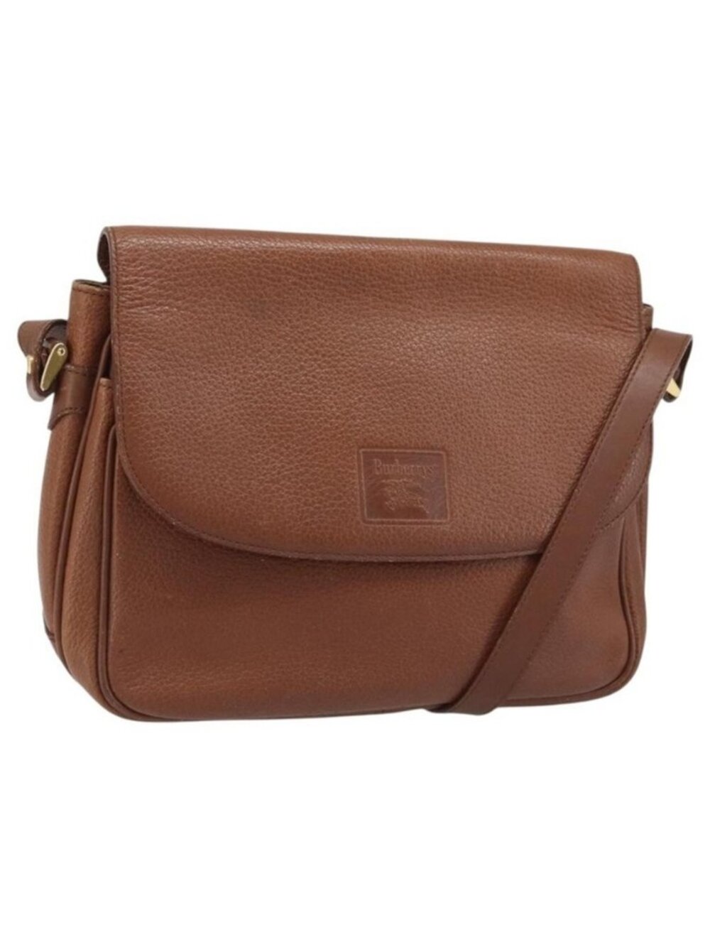 Authentic Burberrys Shoulder Bag Leather 2way Brown Gold
